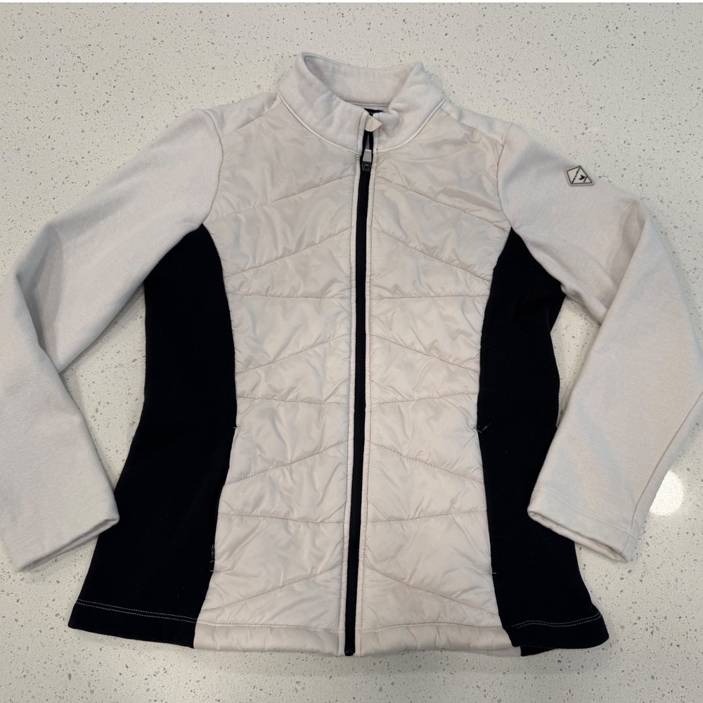 Montpellier Paris Quilted Hybrid Jacket Womens White Black Excellent Athleisure
